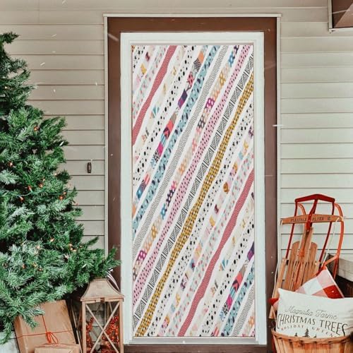 Susiyo Multicolored Abstract Halloween Door Cover 32x79 in