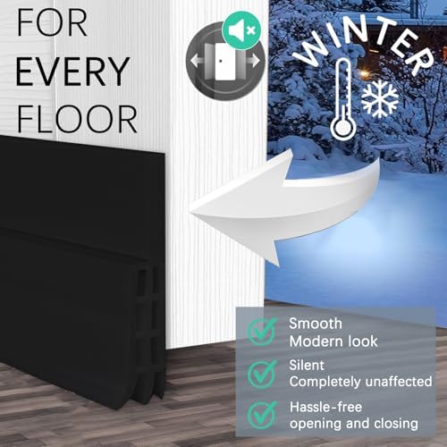 2 Pack Door Draft Stoppers 2 x 39 Black Strips