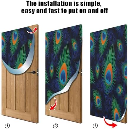 Susiyo Colorful Peacock Door Cover Halloween Decoration 32x79 in