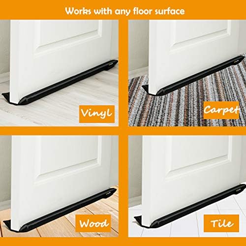 WEUPE Door Draft Stopper Double Sided 32-38 Inch Adjustable Black