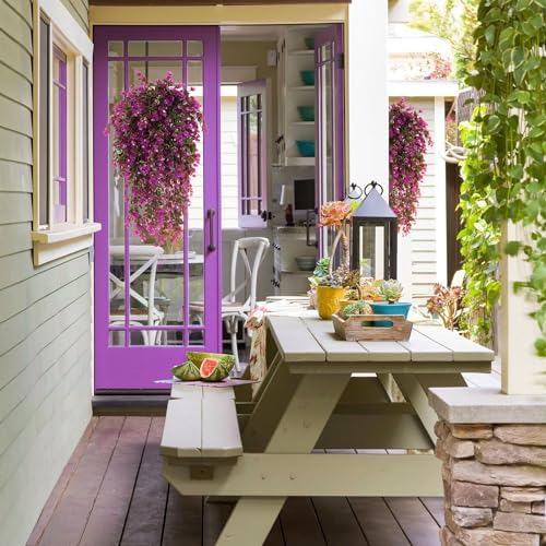 RECUTMS Artificial Hanging Ferns 4 Pcs Fuchsia