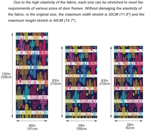 Susiyo Cute Cacti and Stripes Christmas Door Cover Stretch Fabric Decor for Home Holidays