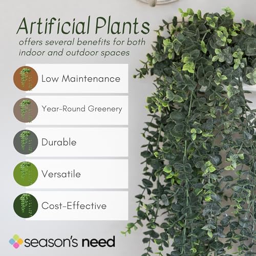 Artificial Hanging Plants 30 In Eucalyptus Greenery Set of 2