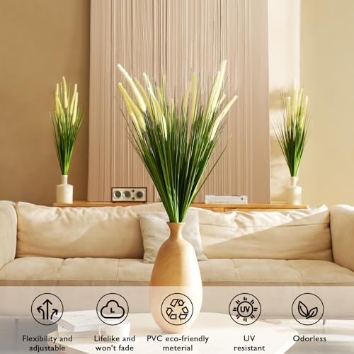 32 Inch Tall Foxtail Reed Artificial Plant 6 Pack UV Resistant Indoor Outdoor Decor