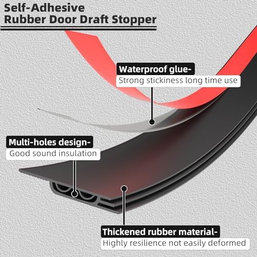 ESUFEIR 78 Inch Under Door Draft Stopper Black