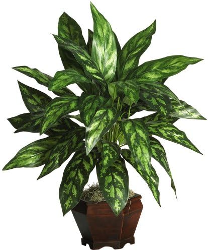 Nearly Natural Silver King Artificial Plant with Wood Vase