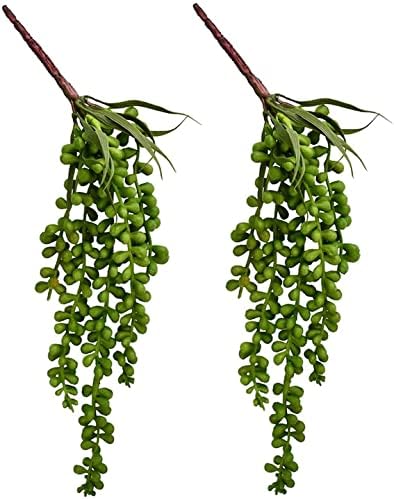 HUIANER Artificial String of Pearls Hanging Plants 134 Inch Pack of 2 for Home Office Decor