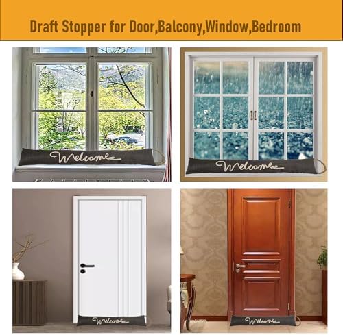 Buracoli Fabric Draft Stopper for Door and Window with Hanging Rope