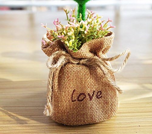 AINIESS Artificial Topiary Set Heart and Star Linen Base