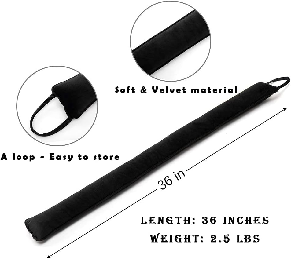 DreamQuil Under Door Snake Draft Stopper - Noise Air Blocker With Heavy Bottom Guard - 36 Inch Ink Black