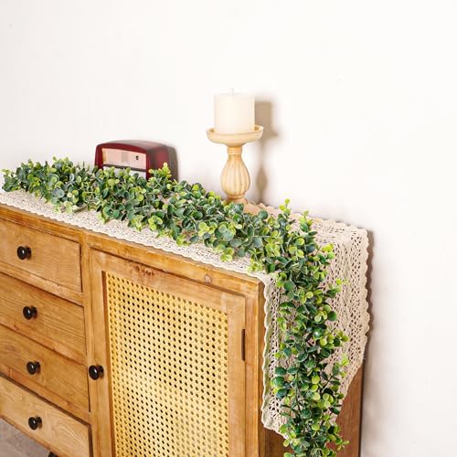 Uqueeten Vines Faux Eucalyptus Garland 59 FT 2 Pack for Wedding Backdrop and Wall Decor