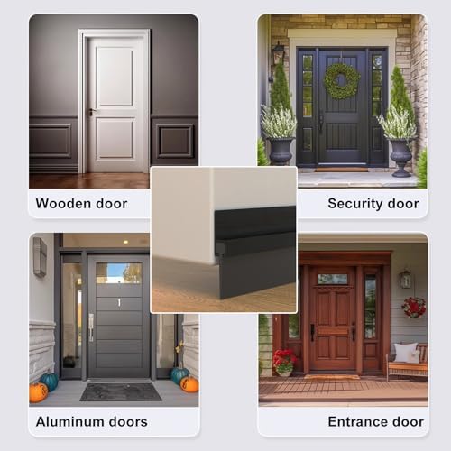 2 Pack Door Draft Stopper 39 Inch Black Aluminum Door Seal