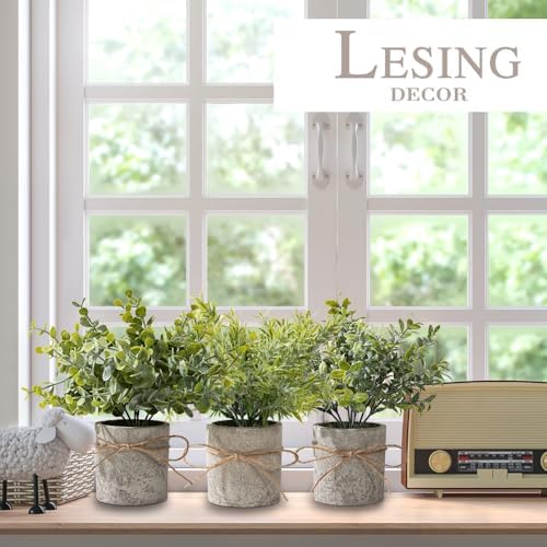 LESING 4 Pack Mini Artificial Potted Plants for Home Office Decor