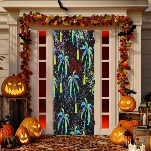 Susiyo Multicolored Palm Trees Halloween Door Cover