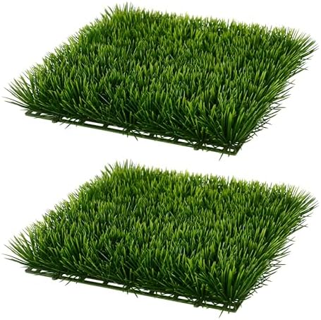 Vickerman 11 Inch Artificial Green Grass Matt - 2 Pack UV Resistant