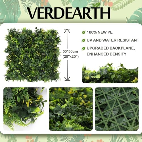 12PCS 20x20 Artificial Plant Wall Panels for Home Garden Outdoor Decor