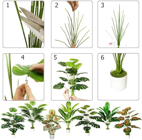 Realistic Artificial Palm Tree with White Pot - 31 Inches Yellow Bird of Paradise