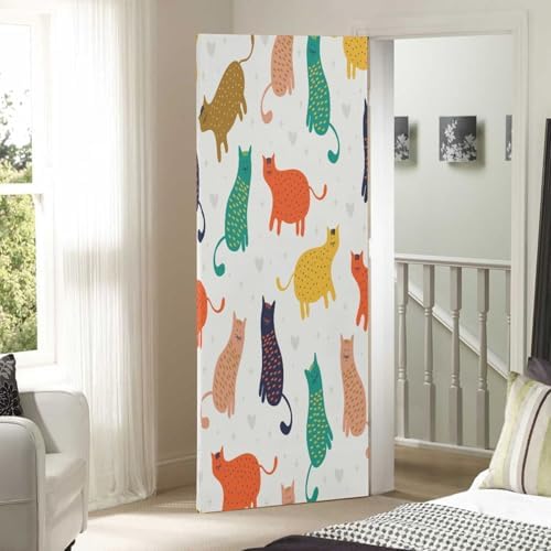 Susiyo Colorful Funny Cat Halloween Door Cover