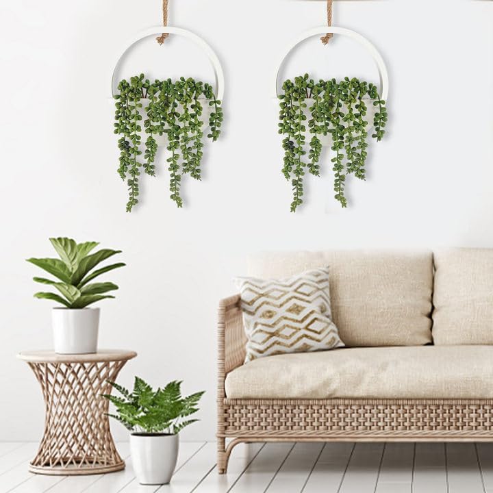 2 Pcs Artificial Hanging Succulents Plants with Lanyard