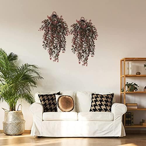 PASYOU Artificial Hanging Ivy 2 Pack Reddish Brown Leaves Plants