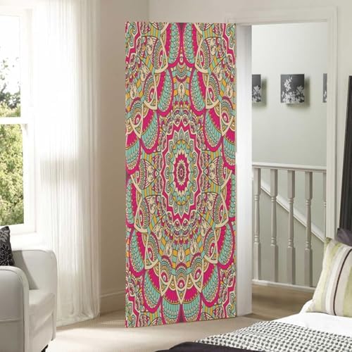 Susiyo Red Vintage Halloween Door Cover Stretch Fabric Door Decor for Home Parties and Holidays