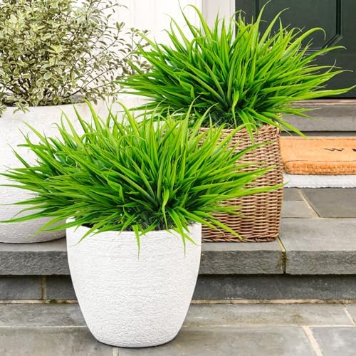 Uieke 6 Bundle UV Resistant Artificial Grass Plants for Home Garden
