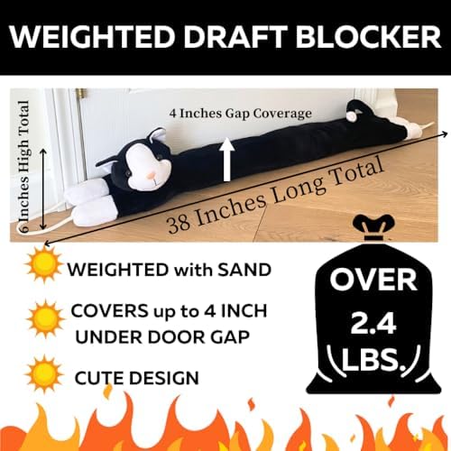 Evelots Cat Door Draft Stopper - 38 Inch Weighted
