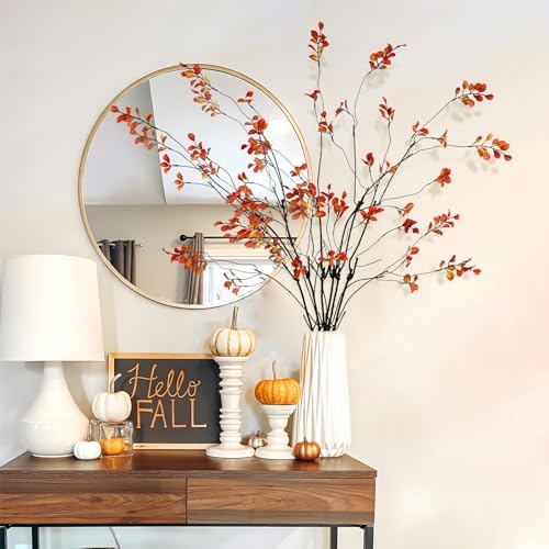 Krissing 6 Pcs Artificial Fall Stems 37 Inch Tall Greenery for Vase Decor