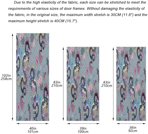 Susiyo Christmas Door Cover with Dragon and Flowers Stretch Fabric Backdrop for Home Holiday Decoration 32x79 in