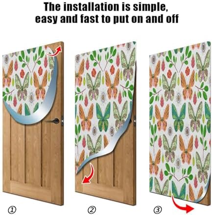 Susiyo Green Butterflies Halloween Door Cover Stretch Fabric 32x79 in