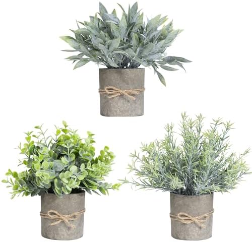 3 Pack Mini Artificial Eucalyptus Plants for Home Office Decor