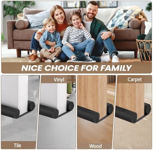 Vrizminfly Under Door Draft Stopper 36 Inch Adjustable Door Sweep Black