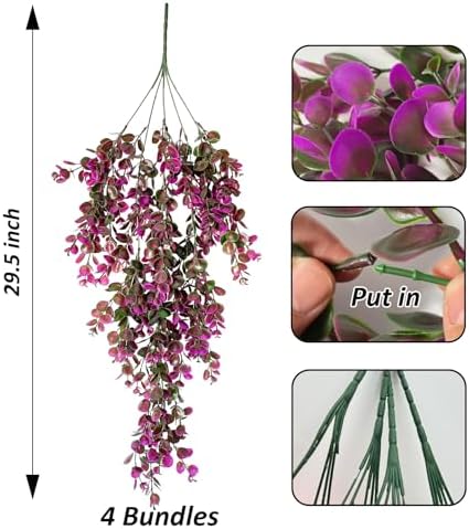 Lakiyfye 4 Pc Fuchsia Artificial Hanging Fern Plants