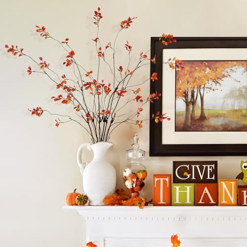 Krissing 6 Pcs Artificial Fall Stems 37 Inch Tall Greenery for Vase Decor