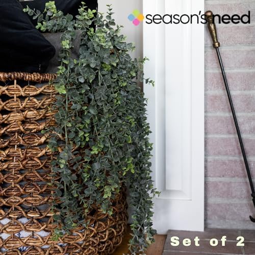 Artificial Hanging Plants 30 In Eucalyptus Greenery Set of 2