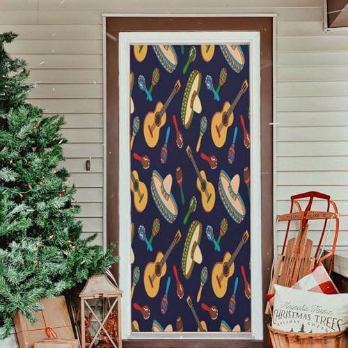 Susiyo Vector Guitar Halloween Door Cover Stretch Fabric Decor