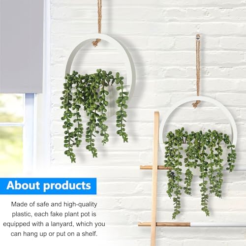 2 Pcs Artificial Hanging Succulents Plants with Lanyard
