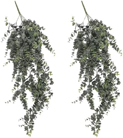 Artificial Hanging Plants 30 In Eucalyptus Greenery Set of 2