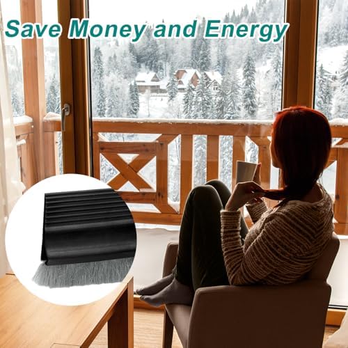 Uexcel 2 Pcs Door Sweep 14 x 40 Black Draft Stopper