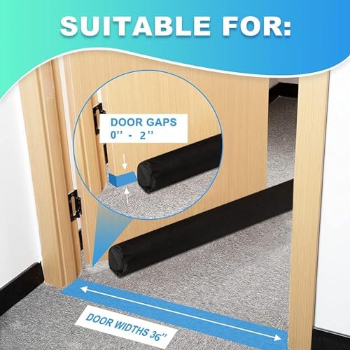 PUNP 36 Inch Door Draft Stopper - Noise Blocker for Up to 2 Inch Gap