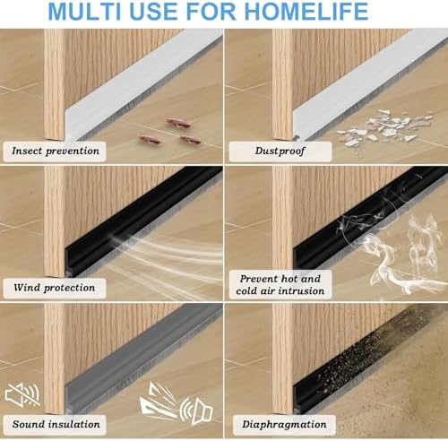 39 Inch Door Draft Stopper with Brush - Black