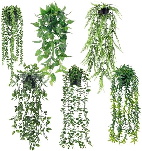 Der Rose 6 Pack Artificial Hanging Plants Decor