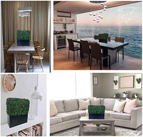 Artificial Boxwood Topiary Shrub Hedge Wall Greenery 12 Inch Rectangle Modern Decor