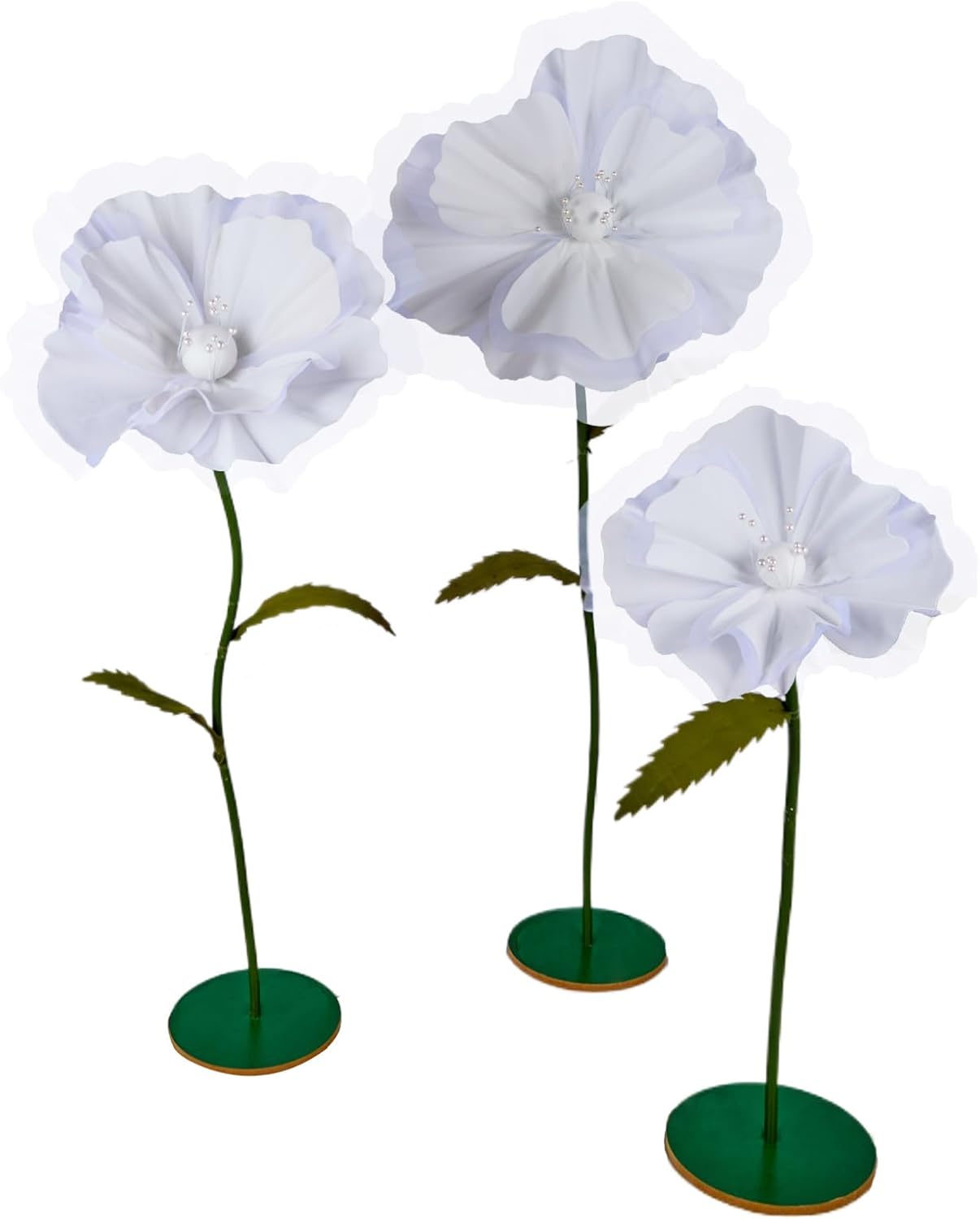 Giant White Flowers for Decor with Stand