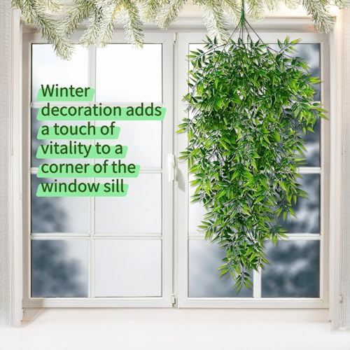 2Pcs Artificial Hanging Plants Fake Plants for Decor Greenery Vine Rattan