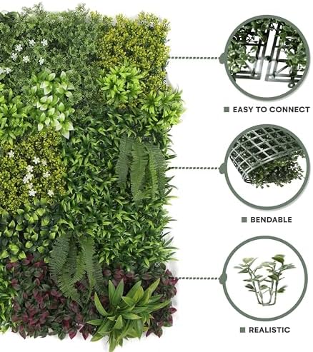 Flybold Greenery Wall Backdrop - 40x40x4 Inches Faux Boxwood Panels Pack of 3
