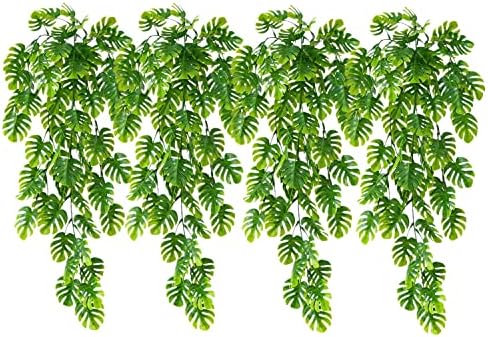 PASYOU Artificial Hanging Plants Fake Monstera Vines for Home Decor