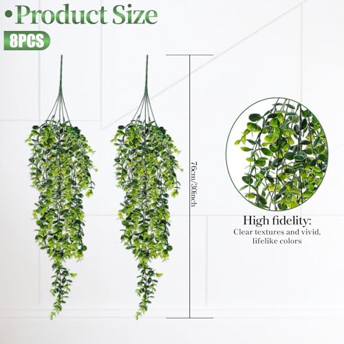 8pcs Artificial Eucalyptus Hanging Plants UV Resistant Decor