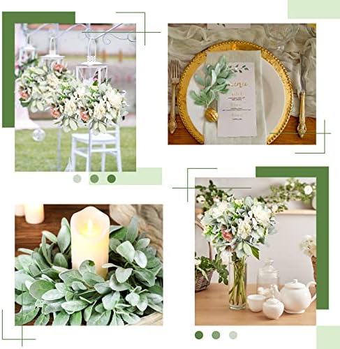 48 Pcs Artificial Lambs Ear Garland Faux Greenery Decor Stems for Home Wedding DIY Arrangements