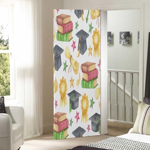 Susiyo Graduation Cap Stars Halloween Door Cover Stretch Fabric Backdrop